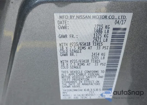 2017 Nissan Pathfinder S from USA, damaged, VIN 5N1DR2MN5HC683585